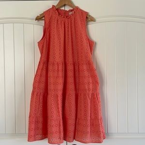 Loft orange, fully lined eyelet, sleeveless dress, women’s size large